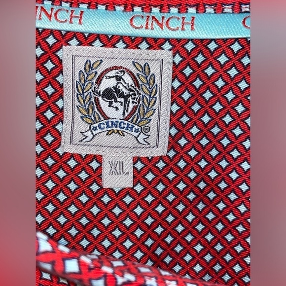 Cinch Shirt Mens XL Red Long Sleeve Button Up Western Cowboy - Picture 7 of 9